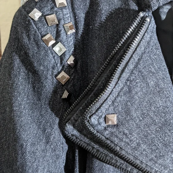 Chou Yatou black/gray denim moto jacket in Medium. - Picture 6 of 11